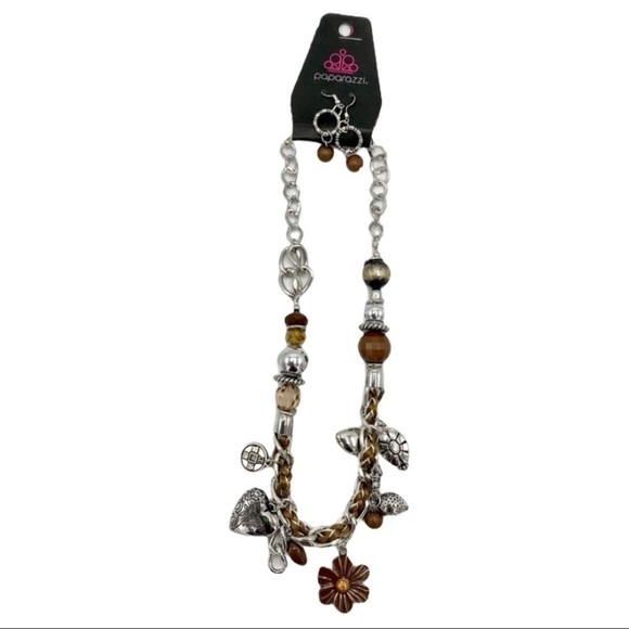 NWT Paparazzi “Charmed I Am Sure” Silvertone 18” Beaded Necklace & Earring Set - Picture 1 of 3